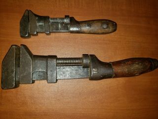 2 Vintage Antique Bemis & Call H&t Co.  Adjustable Pipe Wrenches