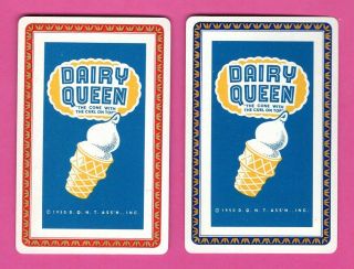 2 Single Swap Playing Cards Dairy Queen Ice Cream Cone 1950 Vintage Pair Food