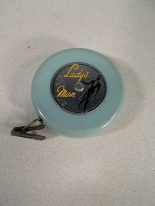 Lady’s Man 6 Ft Tape Measure Vintage Master Made In Usa Light Blue