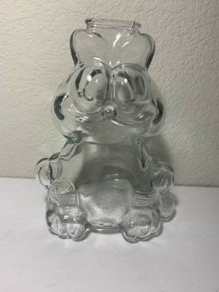 Vintage Clear Glass Garfield The Cat Piggy Bank Collectible Decoration