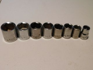 Set Of 8 Craftsman Sockets Standard Sae 3/8 Inch Drive Shallow 6 Point 3/8 - 13/16