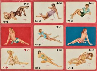 9 Alberto Vargas Vintage Pin Up Playing Cards Near 7 Vargas Vanities 1940s