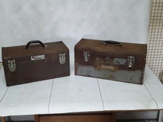 2 Vintage Metal Tool Boxes Sears Craftsman & Vermont American.