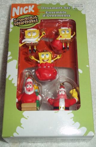 Spongebob Squarepants 2004 Boxed Set Of Five Ornaments From American Greetings