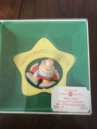 Vtg American Greetings " Merry Days " A Ziggy Ornament 1982 (made In Hong Kong)