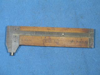 Vintage Stanley No.  136 Boxwood & Brass 3 " Caliper Made In Usa