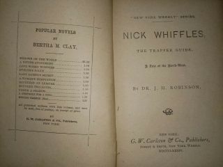 Nick Whiffles,  The Trappers Guide,  A Tale Of The North West Dr.  J.  H.  Robinson