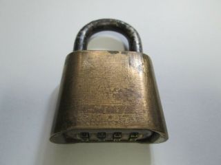 Vintage Hardened Brass Combination Padlock Lock Missing Combination Made In Usa