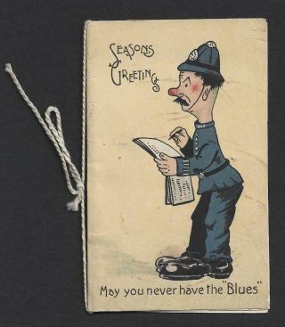 X26 - Comical Policeman - Vintage Folding Xmas Card