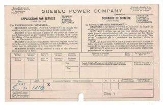 1931 - 02 - 02,  Quebec Power Company Application For Service,  Period: One Year