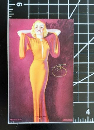 Billy Devorss - Lady In Red - Mutoscope Pin Up Card - Artist Signed - 1930s
