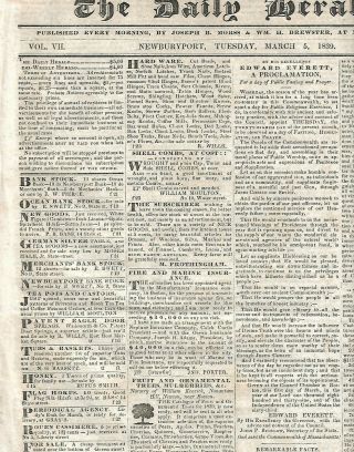 Proclamation By Gov Everett Of Mass For A Day Of Fasting & Prayer 1839 News