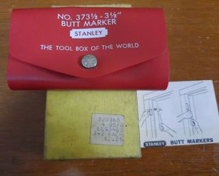 Vintage Stanley No.  373 3 - 1/2 " Butt Marker Usa In Pouch And Box