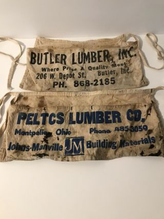 2 Vintage Carpenter Nail Pouch Advertising Aprons Peltcs Butler Lumber
