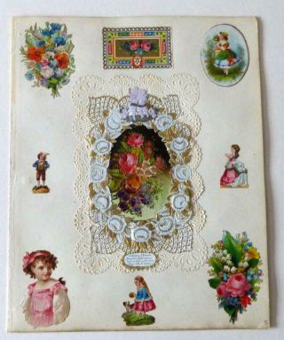 Lovely Victorian Valentine Scrapbook Page.  Card & Chromo Scraps