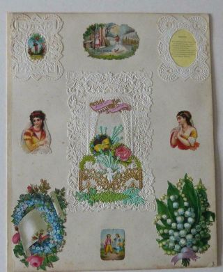 Lovely Victorian Romantic Valentine Scrapbook Page.  Cards & Chromo Scraps