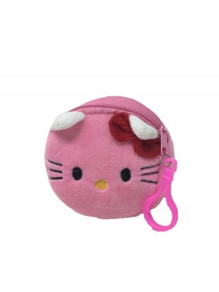 Cute Pink Hello Kitty Doll Plush Small Wallet Coin Purse Key Id Bag W/ Keychain