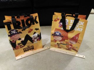 (2) Pair 2015 Peanuts The Movie Halloween Trick Or Treat Reusable Bags