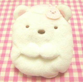 San - X Sumikko Gurashi Shirokuma White Bear Mini Plush Pouch / Japan 2016