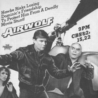 1984 Tv Ad Airwolf & Jan Michael Vincent Ernest Borgnine Deadly Movie Stunt