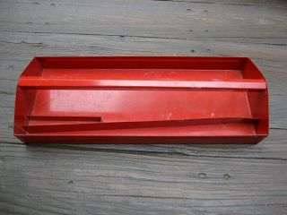 Vintage Red Metal Tool Box Carrier Caddy Grungy Garage Container 17,  1/4” X 6,  ⅞”