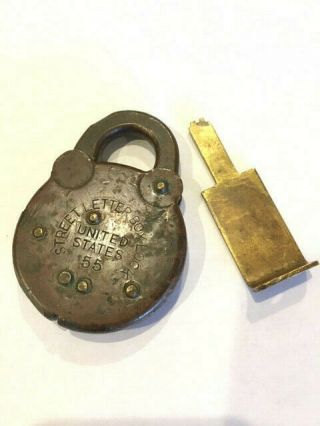 Vintage Usps United States Street Letter Box Lock 55 With Key