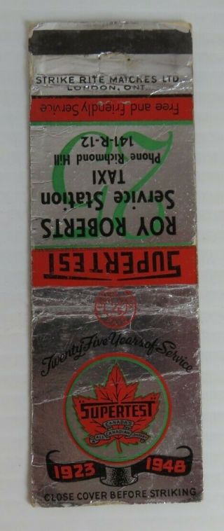 1948 Supertest 25 Years Of Service Matchbook Cover (inv23849)