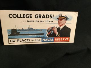 1956 Navy Ink Blotter Go Places In The Naval Reserve Virginia