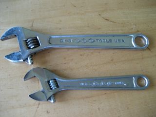 2 Vintage Utica Tools Adjustable Crescent Wrench 6 ",  8 " 91 - 6,  91 - 8