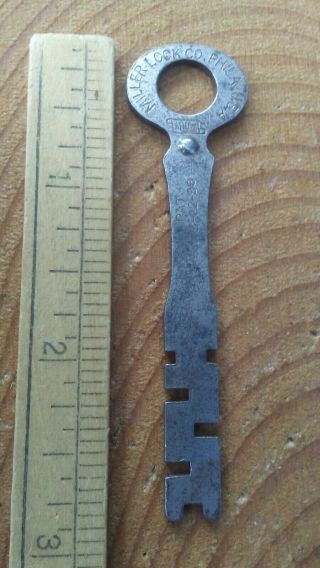 Antique 1898 Patent Miller Lock Co Philadelphia Key. 2