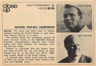 1970 Tv Ad Four Ball Golf Championship Arnold Palmer & Jack Nicklaus