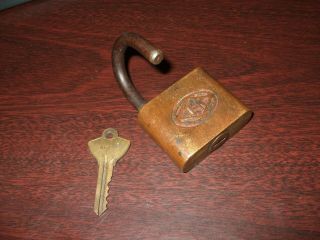 Antique Vintage D - N 2 " Brass Padlock W/ Key,  Finish