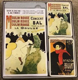 Piatnik Vintage Toulouse - Lautrec Bridge Set Playing Cards,  Scorepad With 2 Decks