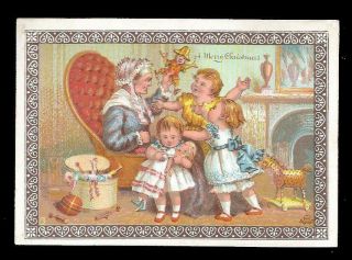 R55 - Grandmother Gives Toy Presents To Children - Goodall - Victorian Xmas Card