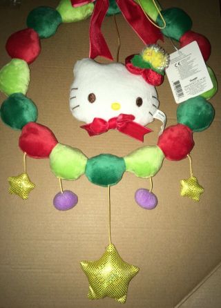 Rare Hello Kitty Christmas Wreath Holiday Plush Plushie Sanrio Decoration
