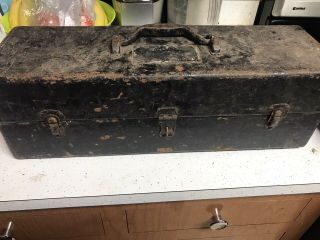 Vintage Large Metal Tool Box 2 Trays