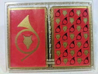 Vintage Stancraft Double Deck Plastic Coated Playing Cards Speckled Plastic Case