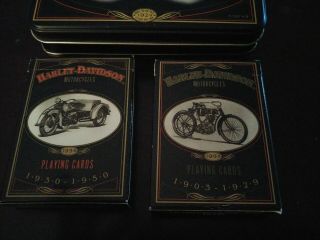 Harley Davidson Collector Tin Set Decks Playing Cards US Card Co.  1997 2