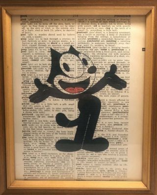 Vintage 1950s Dictionary Felix The Cat Art Print 1950s Cartoon Wall Art Decor