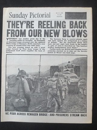 Uk Ww2 Newspaper March 11 1945 Americans Capture Remagen Bridge Germany Sunday P