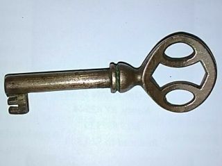Antique European Ornate Brass Hollow Barrel Skeleton Key