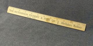 Hutchinson Foundry Steel Kansas Pencil Allis Chalmers Tractor 12 " Wood Ad Ruler