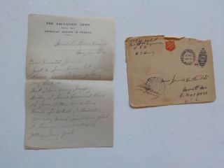Wwi Letter 1919 Salvation Army Menil - La - Tour France Stationary Ww I Vtg War Ww1