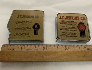 Vintage Two Kentworth Tape Measure JT Jenkens Co.  Los Angeles Lufkin Barlow 2