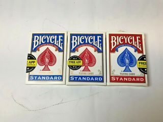 3 Deck Of Bicycle Standard Face Poker Playing Cards 1 Red And 2 Open Blue Full