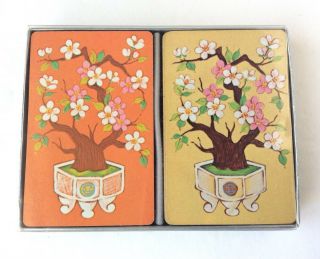 The Cape Shore Line Double Deck Playing Cards - Oriental Style Floral Bonsai