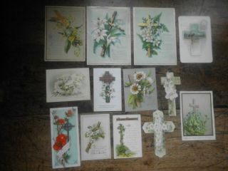 13 X Victorian Greetings Cards Religious Crosses