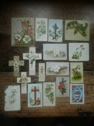 17 X Victorian Greetings Cards Religious Crosses