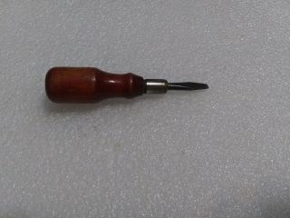 Vintage Tiny Wood Handle Flat - Head Screwdriver Approx.  3 1/4 " Long
