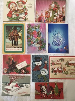 Vtg 60/70s,  Mid Century Modern,  Mcm,  Retro,  Mod Christmas Greeting Cards,  Postcards